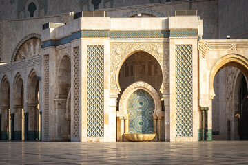 courtyard of a mosque, hassan ii mosque, casablanca, morocco, north africa,  - obrazy, fototapety, plakaty