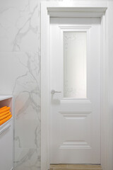 Interior door with glass in the bathroom