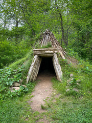 Collier hut at Hopewell Furnace National Historic Site in Pennsylvania. Example of American 19th...