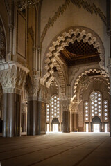 interior of a mosque, hassan ii mosque, casablanca, morocco, north africa, 