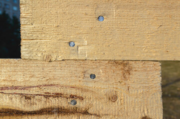 Pine board. Connecting boards with nails