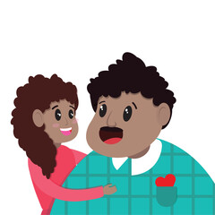 Afro american man and girl Father and daugther Vector