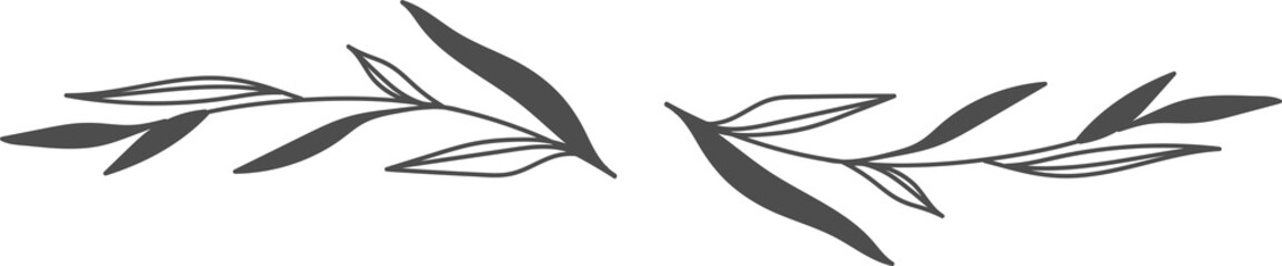 Obraz premium Line art floral dividers. Dividers with Branches, Plants and Flowers