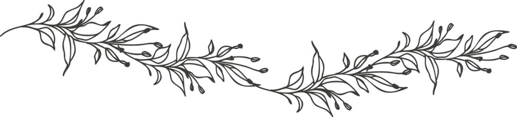 Obraz premium Line art floral dividers. Dividers with Branches, Plants and Flowers