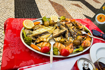 Plate of fresh seafood on the table