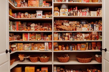 pantry full of thanksgiving fall food - obrazy, fototapety, plakaty