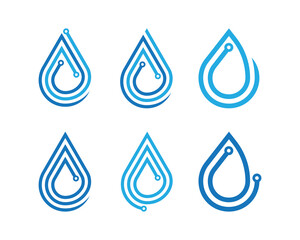 Water Drop Tech Logo Concept symbol sign icon Element Design Line Art Style. Droplet, Aqua, Technology Logotype. Vector illustration template