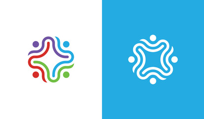 Abstract People Group Logo Concept symbol sign icon Design. Teamwork, Unity, Charity, Human Logotype. Vector illustration template

