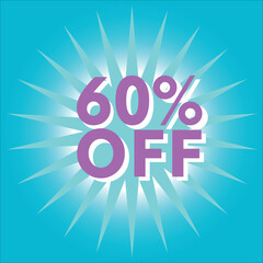 60%off, 60%discount, 60%tag, vector, icon, promotion, sale, illustration