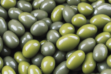 green olives, a source of olive oil, and a breakfast food item