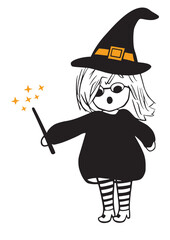 little Halloween girl, nerd witch girl, cute witch