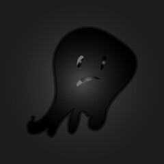Halloween cute ghost on dark background Vector illustration