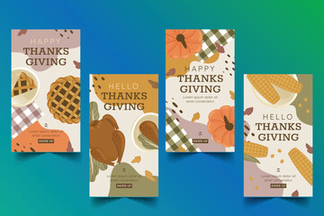 hand drawn flat thanksgiving banners collection vector design illustration