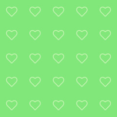Endless seamless pattern of hearts  Vector hearts on a Vivid Green background Wallpaper for wrapping paper Background. Vector illustration Textile Fabric design. Pattern with hearts Celebration Heart
