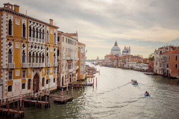 View over Canal Grande Venezia. Basilica Santa Maria della Salute Venezia Italy