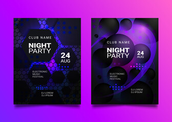 abstract hexagon and orbs with party concept cover design set for flyers, brochures, posters, cards, web, banners
