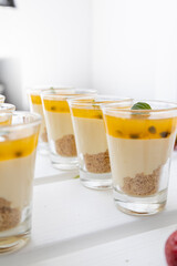 cup wallpaper with passion fruit jelly and cream, delicious sweet pastries, catering service with gourmet desserts