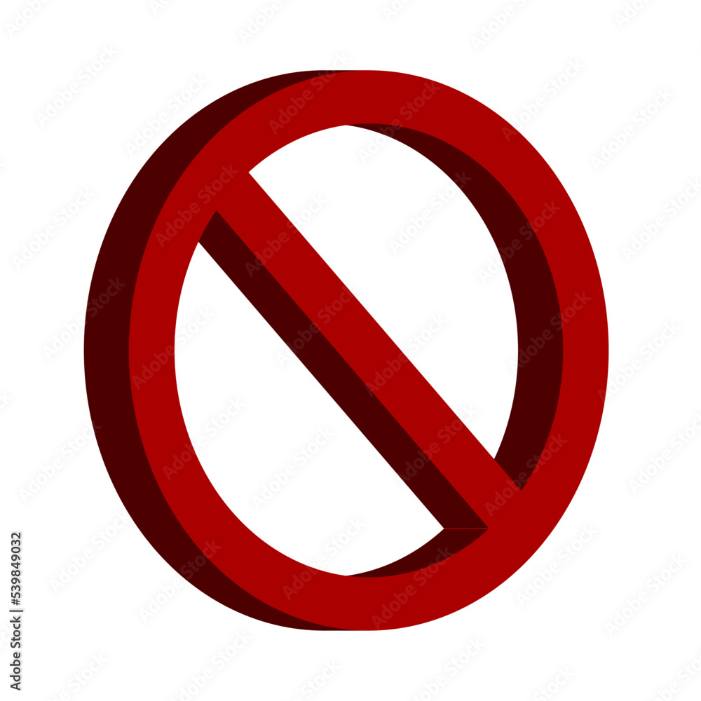 Poster red no sign general prohibition restricted or forbidden circle-backslash icon in 3d style perspectiv