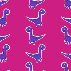 Dinosaur animals seamless cartoon doodle monsters pattern for wrapping paper and kids clothes print and fabrics