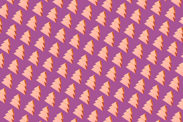 wooden fir tree christmas pattern on colored background