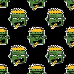 Cartoon Halloween zombies seamless pattern for wrapping paper and kids clothes print and fabrics and linens