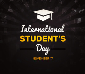 International Students Day Wallpaper with Education signs and typography. Student's day background design with typography