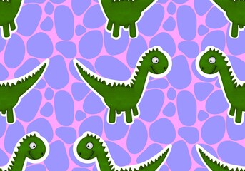 Dinosaur animals seamless cartoon doodle monsters pattern for wrapping paper and kids clothes print and fabrics