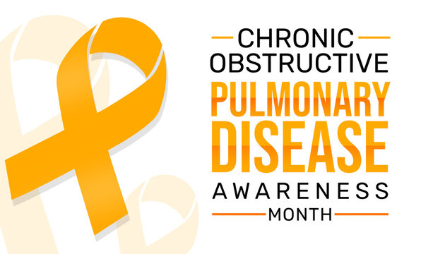 Chronic Obstructive Pulmonary Disease Awareness Month Background with Yellow Ribbon and typography - Powered by Adobe