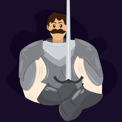 Isolated cute male medieval knight character Vector