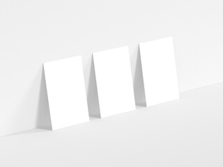 3D illustration. Cards isolated and leaning on white background