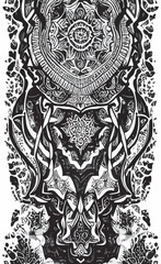 Obraz premium Decorative black and white gothic ornament, base for tattoo