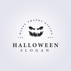 devil face halloween logo vector illustrtaion design, template silhouette