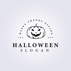 outline silhouette halloween pumpkin logo vector illustration design