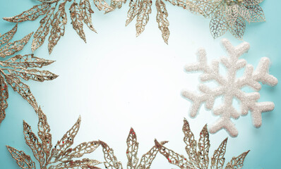 winter christmas background with snowflakes and twigs for cards desktop wallpaper banners with empty space centered for text