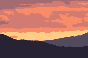 Beautiful sunset in the Alto Mayo valley in San Martin, Peru, where the best coffee in the world is grown.