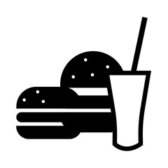 Burger icon with a drink in black color on a white background