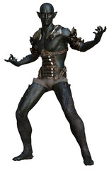 Fototapeta na wymiar 3D rendered fantasy male demon character in action pose on transparent background - 3D Illustration