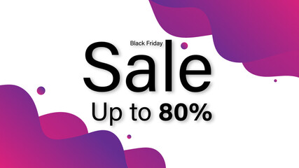 Modern Abstract Background Black Friday Sale 80 with Fluid Liquid Waves Vibrant Pink Purple Gradient Color