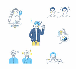 男性美容のさまざまなシーン　セット