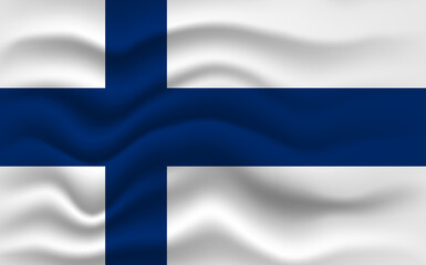 Finland flag waving, closeup background. illustration