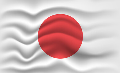 Japan flag waving, closeup background. illustration