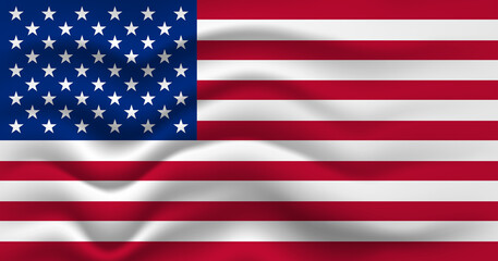 United States of America flag waving, closeup background. illustration