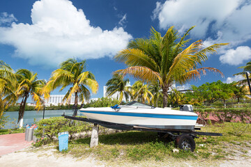 Boat near Nichupte lagoon. Cancun