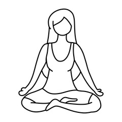 woman relax meditation. girl icon healthy relaxation