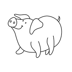 Pig Icon Cartoon. Pork Symbol Vector kids drawing