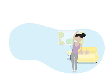 Vector set of how to take care yourself after contact with someone infected with the corona virus (COVID-19), Exercise at home to keep you in a good mental health, Creative design vector illustration.