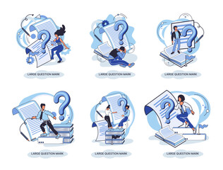 Fototapeta premium Ladge question mark metaphor. Problem and solution concept, question mark. Ask questions and receive answers. Online support center. Solving complex issues, why sign forum. FAQ frequently asked help