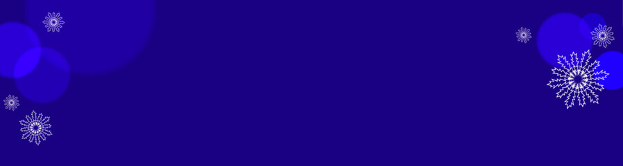 Dark blue gradient banner with bokeh blue lights.