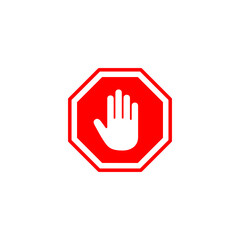 Stop icon vector illustration. stop road sign. hand stop sign and symbol. Do not enter stop red sign with hand