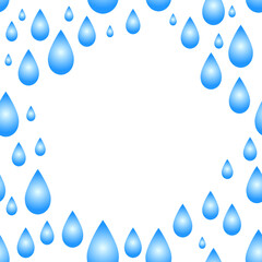 3D drops of water vector, rain empty frame template, frame for text